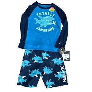 NWT Hurley 2-Piece Dri-Fit Long Sleeve Shirt and Short Swim Set UPF 50+ Size 7